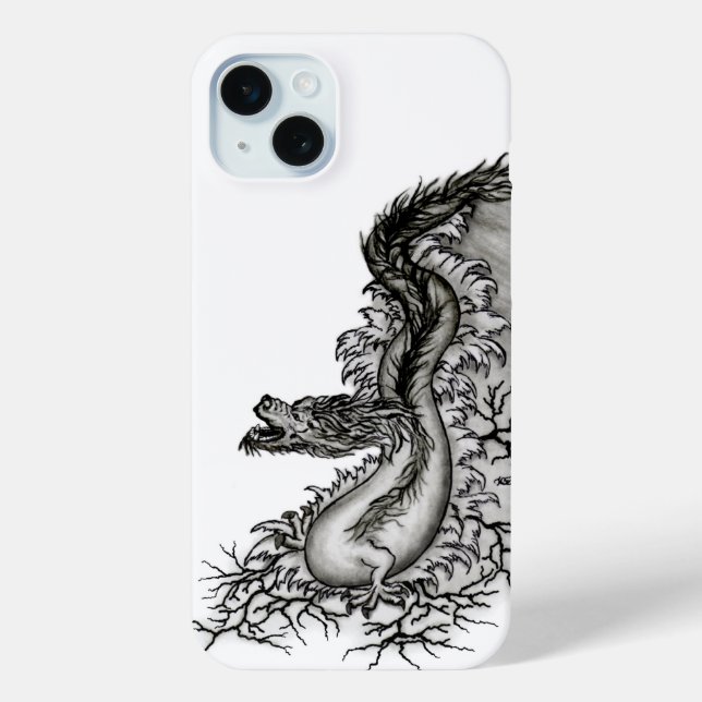 Coques Case-Mate iPhone Chine Dragon, noir et blanc Design en Tattoostyl (Verso)
