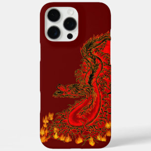 Coques iPhone 16 Pro Max Chine Dragon rouge et or design