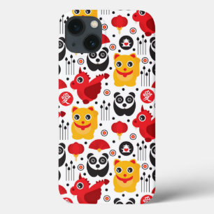 iPhone 13 Coque Chine lucky cat, dragon, and panda