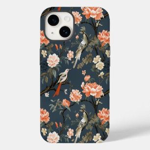 Coque Pour iPhone 14 Chinoiserie sur Denim Blue