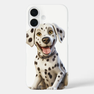 COQUES iPhone 16  CHIOT DALMATIEN AU VISAGE JOYEUX