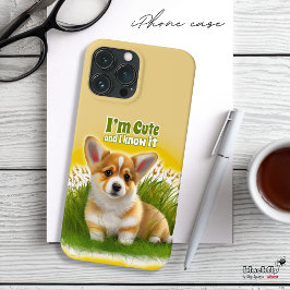 Coque Pour iPhone 14 Chiot de Corgi sur l'herbe | animal mignon