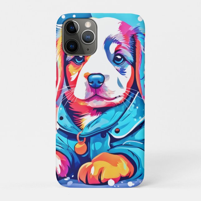 Coques Case-Mate iPhone Chiot en design de manteau bleu (Dos)