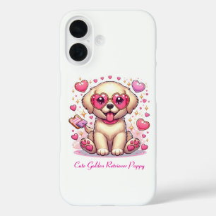 Coques iPhone 16 Chiot Golden Retriever Mignon avec Lunettes en For
