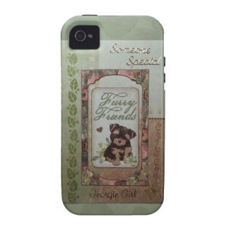 Coque Pour iPhone 4 De Case-Mate Chiot mignon bronzage/vert