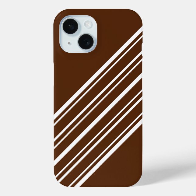 Coques Case-Mate iPhone Chocolat Brown avec bandes blanches (Verso)