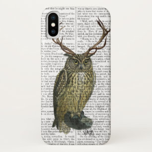 Coque iPhone X Chouette avec Antlers plain 2