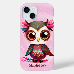 Coque Pour iPhone 15 Chouette cartonnée mignonne