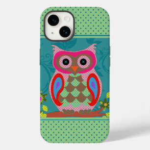 Coque Pour iPhone 14 Chouette et points d'art folklorique