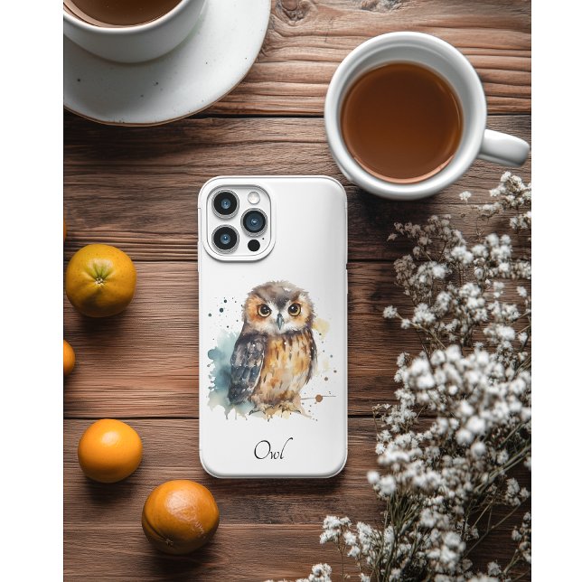 Coques Case-Mate iPhone Chouette mignonne en aquarelle (Créateur téléchargé)