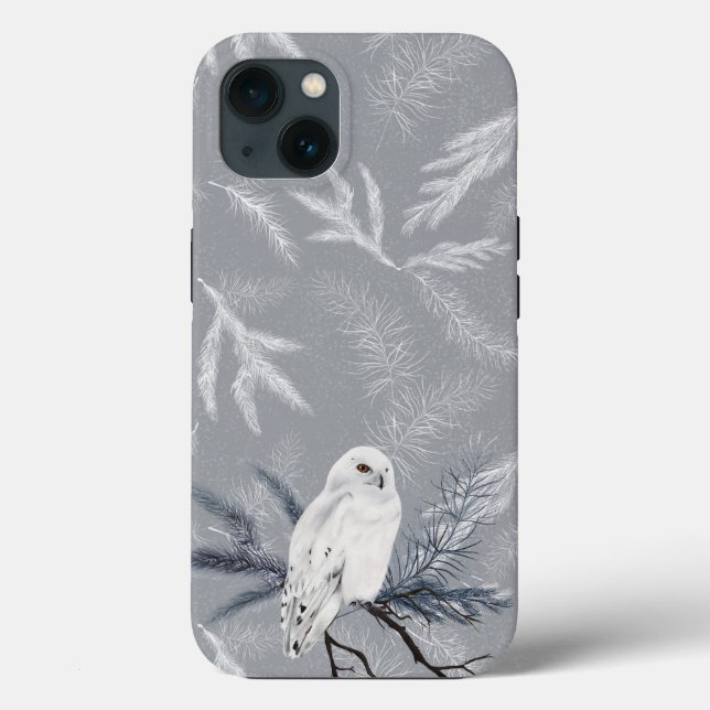 Coques Case-Mate iPhone Chouette neigeuse sur pin d'hiver (Verso)