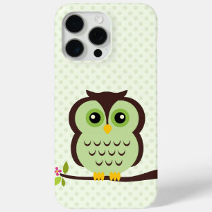 Coque iPhone 15 Pro Max Chouette verte mignonne
