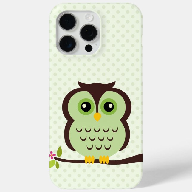 Coques Case-Mate iPhone Chouette verte mignonne (Verso)