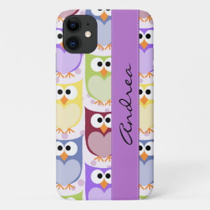 Coque iPhone 11 Chouettes mignonnes, Chouette Motif, Chouettes col