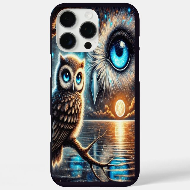 Coques Case-Mate iPhone Chouettes mystiques sous une réflexion lune (Verso)