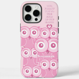 Coques iPhone 16 Pro Max Chouettes roses jolies et colorées Changent de jau