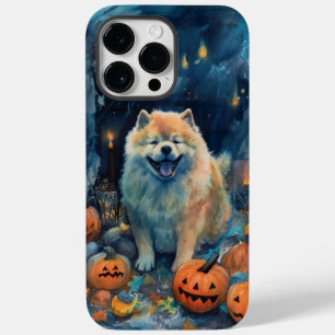 Coque Pour Pour iPhone 14 Pro Max Chow Chow Halloween avec citrouilles effrayant