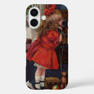 Coques iPhone 16 Christmas Little Girl Téléphone Antique