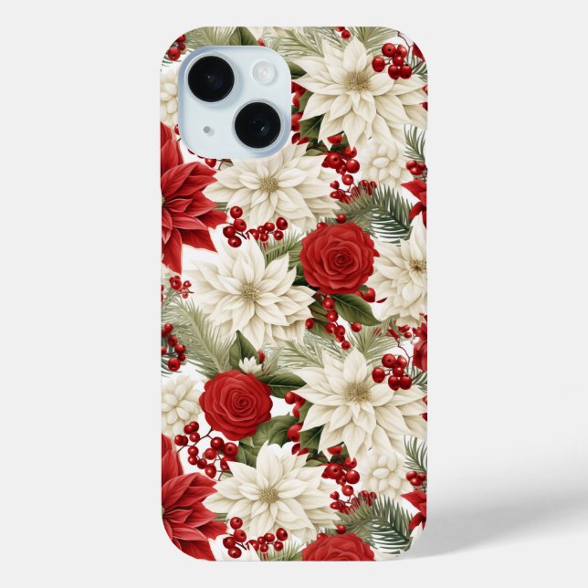 Coques Case-Mate iPhone Christmas Poinsettia – Holiday Floral Design (Verso)