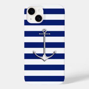 Coque Pour iPhone 14 Chrome Ancre nautique Imprimer sur les rayures mar