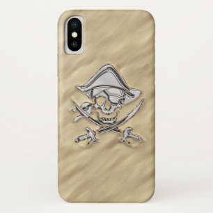 Etui iPhone Case-Mate Chrome Argent Comme Pirate Skull dans le sable