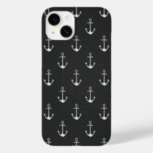 Coque Pour iPhone 14 Chrome Comme Ancre sur Motif de fibre de carbone
