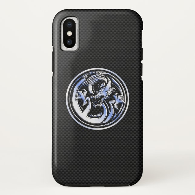 Coques Case-Mate iPhone Chrome comme Dragon Crest Carbon Impression (Dos)