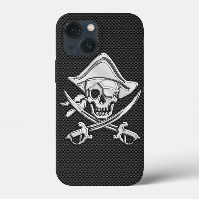 Coques Case-Mate iPhone Chrome Comme Pirate Crossbones Carbone Style (Verso)