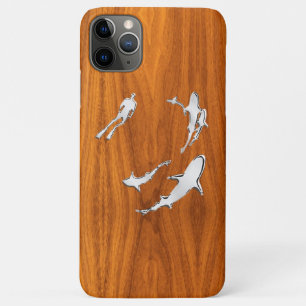 Coques Pour iPhone Chrome Comme Plongeur avec Sharks Silhouettes