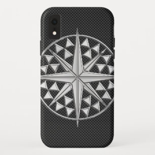 Coque Case-Mate Pour iPhone Chrome étoile nautique sur fibre de carbone
