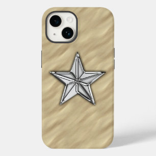 Coques Pour iPhone Chrome Nautical Star sur Sandy Beach Imprimer