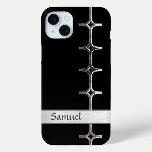 Coque iPhone 15 Mini Chrome noir et argent personnalisé