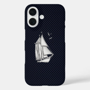 Coques iPhone 16 Chrome Sailboat sur fibre de carbone