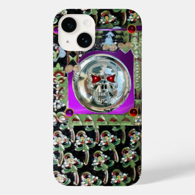 COQUES Case-Mate iPhone CHROME SKULL NOIR VERT ROUGE ROUGE PIERRES GEM (Verso)