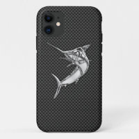 Chrome Style Marlin on Carbon Fiber Decor