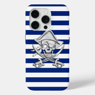 Coque iPhone 15 Pro Chromes Like Pirate on Nautical Stripes Decor