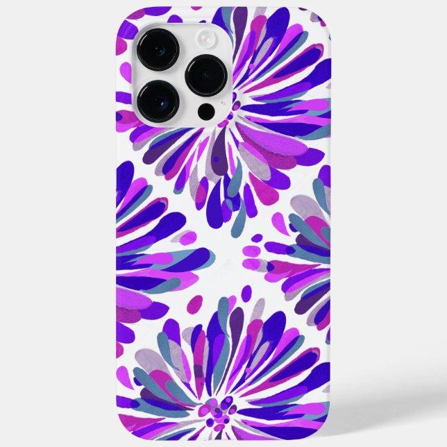 Coques Case-Mate iPhone Chrysanthèmes floraux violet rose bleu gris (Verso)