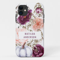 chute citrouille aquarelle florale violet mignon 