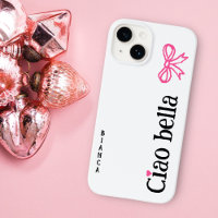 Ciao Bella Pink Heart Ribbon Nom Dessin italien