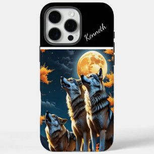 Coques iPhone 16 Pro Max Ciel peint au coucher du soleil avec loups
