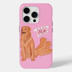 Coque iPhone 15 Pro Citation de chien de dessin mignonne "Traite-moi b