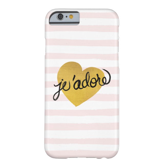 Coques Case-Mate iPhone Citation de J'adore| Coeur noir et or (Dos)