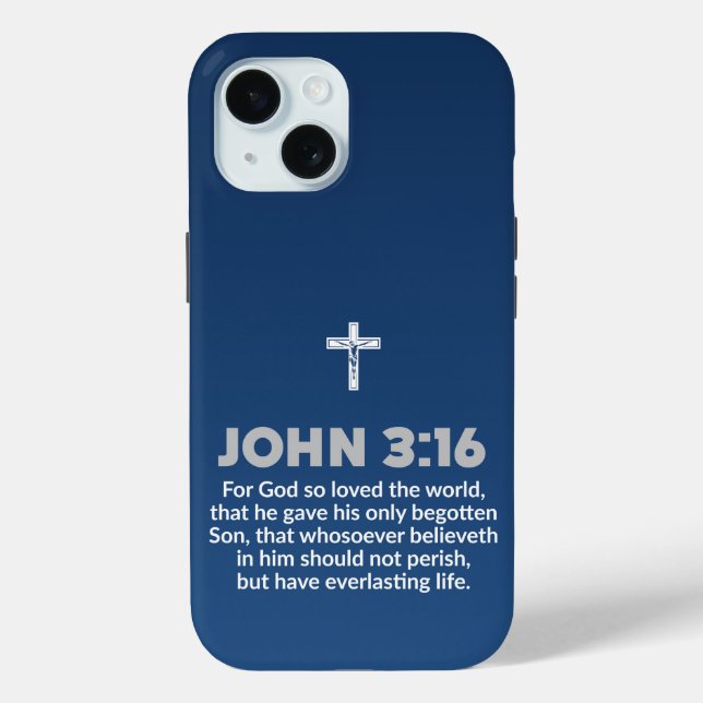 Coques Case-Mate iPhone Citation de versets de la Bible Bleue Jean 3:16 Cr (Verso)