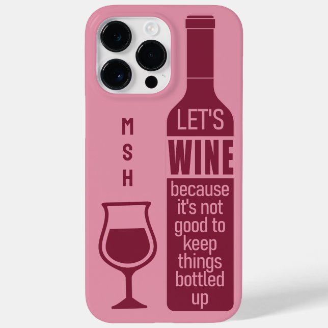 Coques Case-Mate iPhone Citation de vin drôle Monogramme personnalisé (Verso)