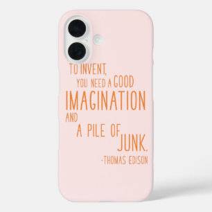 Coques iPhone 16 Citation d'inventeur amusant Typographie minimalis