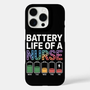 Coques iPhone 16 Pro Citation drôle sur la vie de batterie d'infirmière