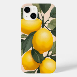 Coque Pour iPhone 14 Citrons d'or sur vert