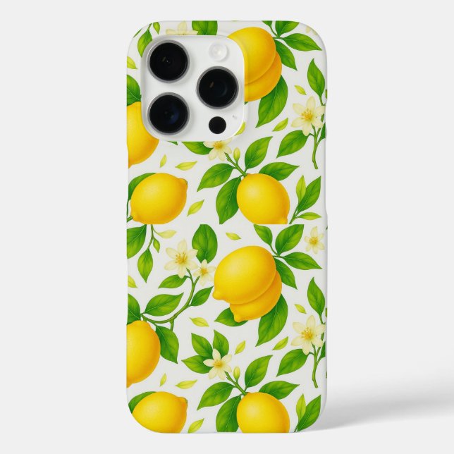 Coques Case-Mate iPhone Citrons et fleurs d'aquarelle - Citrus frais (Verso)