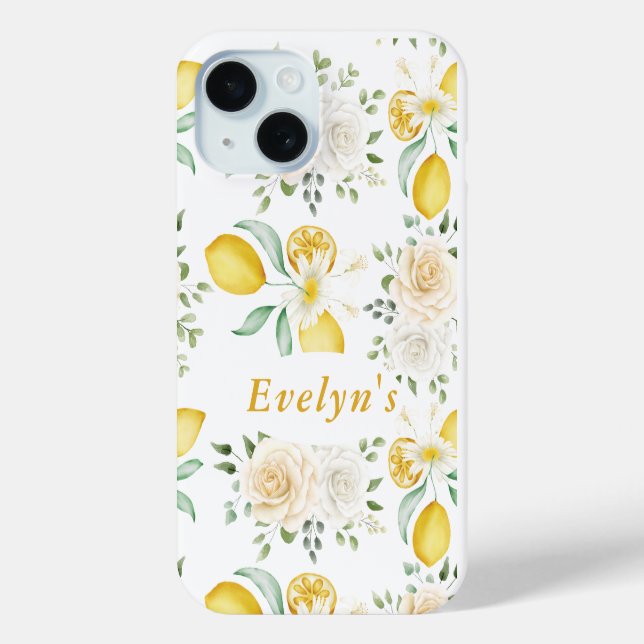 Coques Case-Mate iPhone citrons Eucalyptus Roses Blush personnalisé (Verso)
