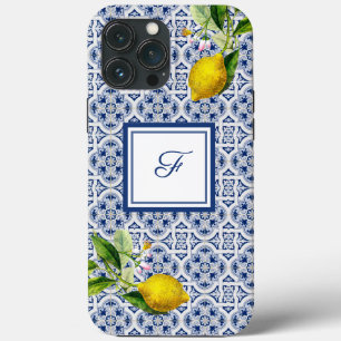 Case-Mate iPhone Case Citrons italiens bleu carreaux blancs iPhone / coq